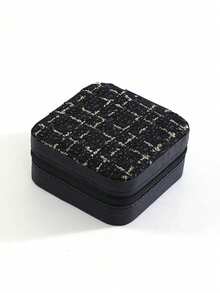 1pc Travel Jewelry Storage Box, Jewelry Storage Box, Jewelry Storage Box, Double Layer Zipper Closed Portable Multi Functional Storage Box, Rectangular Desktop Storage Box, Dustproof Jewelry Storage Box, Multi Functional Jewelry Storage Box, Dressing Table Jewelry Storage Box, Multi Compartment Travel Jewelry Display Box, Necklace Earring Bracelet Storage Box, Gift Storage Box, Minimalist Travel And Home Jewelry Box, Bedroom Storage Box