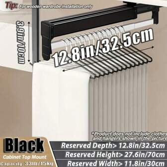 1 pezzo Barra estraibile per appendere gli abiti, Binario metallico regolabile per armadio, Barra appendiabiti montata in alto, Organizer salvaspazio per camera da letto, armadio, guardaroba, casa, dormitorio