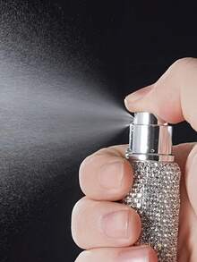 1pc 10ml Refillable Luxury Rhinestone Decorated Perfume/Toner Spray Bottle, Portable Cosmetic Decanting Container Suitable For Liquid, Gift For Men & Women - Silver - View 3