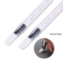Nail Art Pen, Dual-Ended Silicone Pen For Nail Design, Hollow Carving, Gradient Application, Dotting, Rhinestone Adhesion - Nail Art Tool - 白色 - 查看 9
