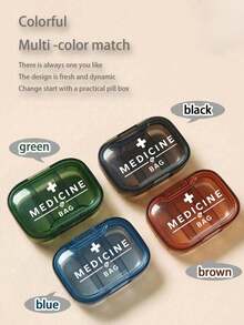 Trusă medicală cu cruce imprimată și litere "Medicane", organizator de pastile portabil și minimalist, cutie de depozitare a medicamentelor cu 3 compartimente pentru acasă și călătorii, carcasă portabilă de călătorie mini pentru pastile, recipient impermeabil și rezistent la umiditate pentru pastile, potrivit pentru depozitarea inelelor de medicamente și a altor obiecte mici - Multicolor - Vizualizare 6