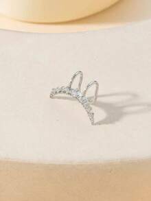 1pc Cubic Zirconia Moon Decor Ear Cuff – Elegant & Sparkling Ear Cuff Jewelry For Women, Perfect For Daily Wear And Special Occasions - Bạc - Xem 2