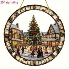 زخرفة حائط شفافة بشكل قرية عيد الميلاد، مثالية لموضوعات عيد الميلاد والشتاء الساحر، هدية مثالية للنساء والرجال والأصدقاء المقربين - ديكور متعدد الاستخدامات للمنزل والمكتب