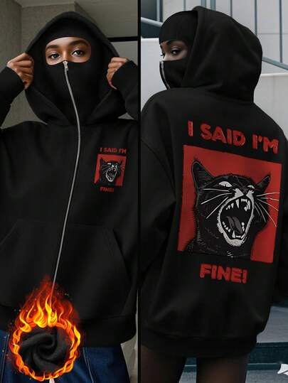 Sweat-shirt à capuche double couche pour femmes, imprimé gothique, imprimé rétro, imprimé chat, amoureux des chSweat-shirtsweat cool pour femmes, décontracté. Vêtements d'hiver pour femmes, vêtements d'automne pour femmes, élégantes femmes, pour femmes, hauts, streetwear femmes, automne femmes, rentrée scolaire, femmes en soirée, femmes Y2K, hauts pour sortir, femmes d'hiver, femmes de campagne, femmes pour un rendez-vous