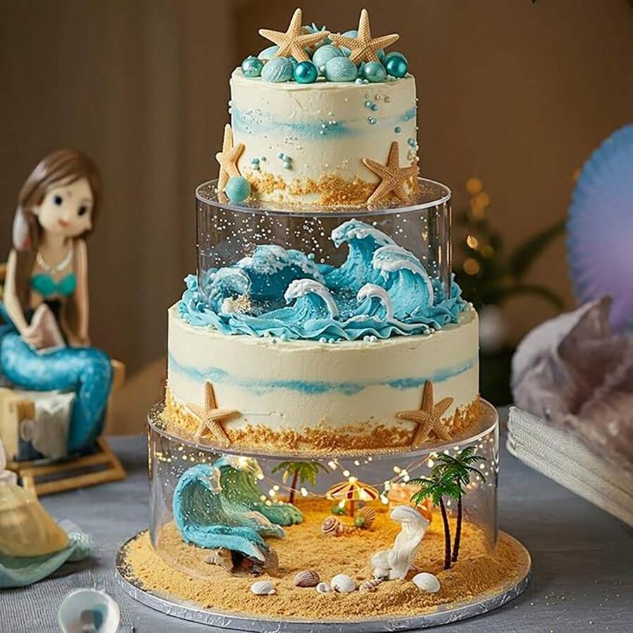 1pc Transparent Acrylic Cake Stand, Round/Square Cake Holder, Wedding/Party/Event Display & Storage Box - Transparent - View 1