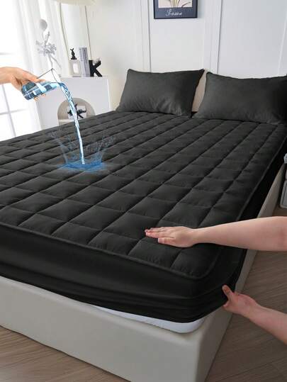 1 pieza Sábana ajustada acolchada y reforzada resistente al agua, ropa de cama, sábana, cubierta de colchón, ropa de cama suave y cómoda para el dormitorio, protector de colchón amigable con la piel, para reina, rey, individual, todos los tamaños, funda suave para protector de colchón y colchón, a prueba de polvo, regalo perfecto para fiestas, lavable a máquina