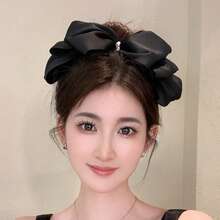 1Pcs/Luxury Feeling~Pearl Big Bow Hairpin Female Back Of The Head Hairpin Hair Ornament Head Ornament Single Spring Clip Hairpin - 紫色 - 查看 4