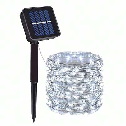 1pc Solar Powered Copper Wire String Lights, Outdoor Patio Party Lawn Camping Garden Christmas Lights