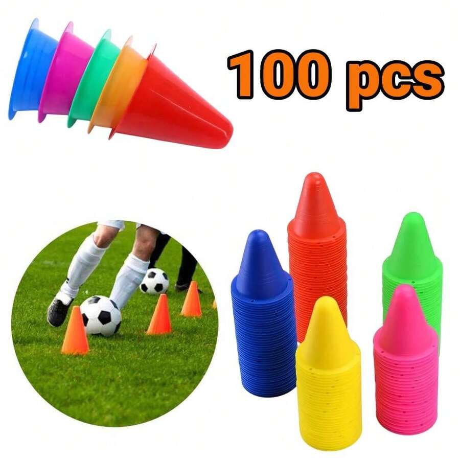 100 Pcs Mini Cones Set, Sports Training Markers, Lightweight Stackable Plastic Cones, For Soccer, Basketball, Fitness Drills & Classroom Coordination Games - Multicolor - View 1
