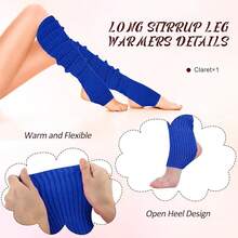 Long Leg Warmers Women 24 Inch Over Knee Knit Ribbed Leg Warmer Stirrup Yoga 80s Party Dance Ballet Supply - Sapphire - 查看 4