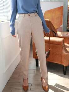 Wool Blend French Design Niche Straight-Leg Suit Pants, High-Waisted, Elegant, Autumn/Winter