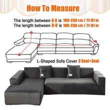 2 Piece Velvet L-Shaped Sofa Cover, Modular Sofa Cover, Stretch Sofa Cushion Cover, Corner Sofa Cover With Pillowcases For 3-Seater + 4-Seater With Pillowcase - Màu xám đen - Xem 10