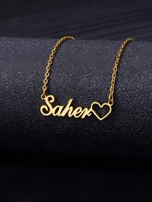 1 Peça Colar Personalizado com Nome Vazado Dourado e Prata, Colar Personalizado de Aço Inoxidável Dourado com Nome Vazado, Presente de Joia de Casamento, Natal para Amigas, Família, Irmãos, Esposas, Um Bom Presente Dourado, Rosa, Estiloso, Moda de Outono, Vintage, Unissex, Simples, Casual, Hipster, Gótico, Punk Personalizado, Único, Presentes Ideais para Ela