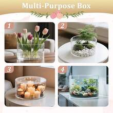 1pc Transparent Acrylic Cake Stand, Round/Square Cake Holder, Wedding/Party/Event Display & Storage Box - Transparent - View 7