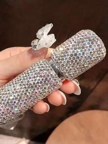 1pc 10ml Refillable Luxury Rhinestone Decorated Perfume/Toner Spray Bottle, Portable Cosmetic Decanting Container Suitable For Liquid, Gift For Men & Women - Silver - View 5