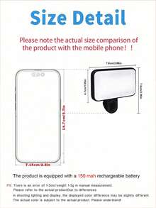 Luce portatile per selfie e videochiamate con molletta per fotocamera del telefono, luce LED con molletta, 3 modalità di illuminazione, ricaricabile, portatile, adatta per laptop/telefoni/tablet/videochiamate/trucco, adatta per selfie e live streaming, luce portatile