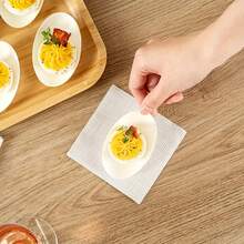 50pcs Disposable Oval Dipping Sauce Dishes, 3-Inch Eggshell Shaped Bagasse Made Dessert Plates, White Color, Suitable For Party Decoration, Dining, Holidays, Graduation, Multi-Purpose As Dipping Sauce, Sushi, Pastry Containers - White - View 4