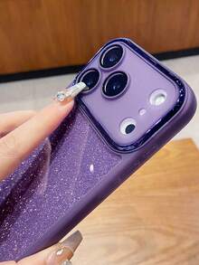 奢华闪光镜头贴膜全摄像头保护手机壳,适用于 17 Pro Max、17 Pro、17 Air、16、15、14、13、12 Pro Max、16 Plus、11,柔软硅胶防震边框保护套 - 紫色 - 查看 6