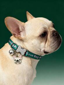 1pc Cartoon Print Adjustable Pet Collar, Cute Dog Pendant Necklace, Cat Collar, Dog Collar, Bone-Shaped Buckle, Pet Accessories - Multicolor - View 4