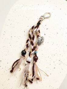 STEPHIECATHY Corde nouée à la mode, décorations de petits chevaux de Troie en métal, coquillages d'argent, perles colorées, franges tressés à la main. Breloques de sac, porte-clés, pendentifs convenant aux accessoires de téléphone portable, sacs à main, ornements suspendus dans un style bohème vintage. - Multicolore - Voir 9