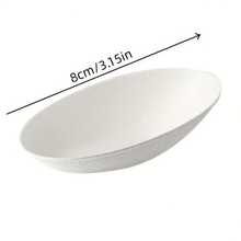 50pcs Disposable Oval Dipping Sauce Dishes, 3-Inch Eggshell Shaped Bagasse Made Dessert Plates, White Color, Suitable For Party Decoration, Dining, Holidays, Graduation, Multi-Purpose As Dipping Sauce, Sushi, Pastry Containers - White - View 3