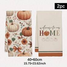 MEMNUN 2 Stücke Herbst Blumen Kürbis "Zuhause, süßes Zuhause" bedruckte Küchentücher, 15,75*23,62 Zoll (40*60cm), Mikrofaser weich und saugfähig, Küchendekor, Herbstdekoration, Heimdekoration, Koch-/Backtücher, maschinenwaschbar, geeignet für Esszimmer, Küche, Feiertage und Geschenke, Ganzjährig