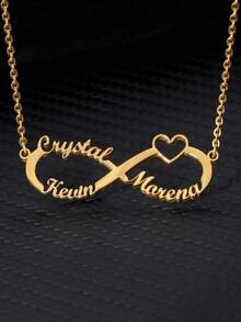 1 Peça Colar Personalizado de Aço Inoxidável com Coração Duplo e Dois Nomes, Dourado, Prata ou Rose Gold, Colar Personalizado, Gargantilha Personalizada, Presente de Aniversário para Melhor Amiga, Presente de Noivado, Presente de Casamento, Presente de Joia do Dia dos Namorados