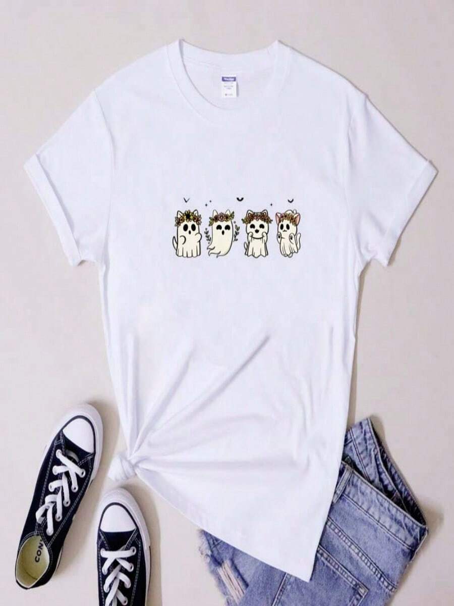 2025 Champion Tank Davis All Match American Fashion Brand Printed Men's And Women's Loose Summer Loose Short Sleeve T Shirt - 白色 - 查看 1
