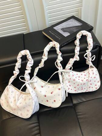One Sweet Casual Autumn/Winter Shoulder Bag. This Square Bag Features A Butterfly, Strawberry, Cherry, And Flower Print. This Lightweight And Versatile Shoulder Bag Is Perfect For Work, Commuting, Travel, Shopping, Business Trips, And Outdoor Leisure Activities. It Also Makes A Great Birthday Gift For Friends And Family.