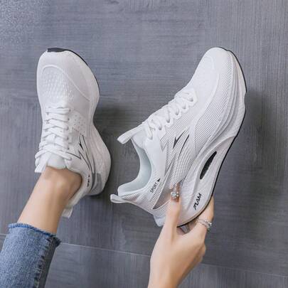 Women's Breathable Mesh Running Shoes, Thick Sole, Lightweight Casual Shoes, Suitable For Daily Walking And Ball Games
