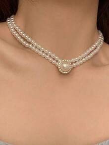 1 chiếc vòng cổ ngọc trai đính đá Rhinestone tinh tế và thanh lịch, vòng cổ choker thời trang cho bé gái, thích hợp làm quà tặng sinh nhật hoặc ngày lễ - trắng - Xem 9