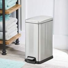 Hometrends 15 Liter Stainless Steel Hands Free Step Pedal Bathroom Trash Can, HomeTrends 15 Liter Trash Can
