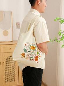 1 Pc  Luke's  Pattern Tote Bag Literature Shoulder Bag Illustration Girl Book Bag Travel Harajuku Handbag Gift For Her, Travel Gift For Man Woman Halloween  Gift For Her, Tv
