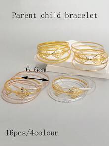 5 أساور معدنية هندسية مصممة بشكل نيش عالي الجودة، مزخرفة بنقوش معقودة ومعلقة بشكل معقود مزدوج