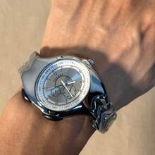 1 件男士复古千禧复古小众扭曲不对称腕表，高品质时尚防水男士石英表 - 彩色 - 查看 12