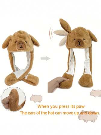 Adorable sombrero de cartón con orejas lindas de capibara, sombrero de disfraz de peluche de animal divertido para reuniones festivas