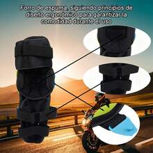 2 Piezas Rodilleras especiales para motociclistas diseñadas para proteger las rodillas y espinillas de lesiones en caso de caídas o impactos, gracias a su carcasa rígida externa de policarbonato y acolchado interno de espuma de alta densidad debido a su articulado diseño permite la flexión natural de la rodilla y sus correas ajustables de  ayudan a un ajuste más  y libre para adaptarse a diferentes tamaños de adultos. Tienen gran absorción de impactos y evitan daños mayores en caso de accidentes. Siempre usa tu equipo de  - Negro - Ver 3