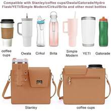 WADY Bolso para, Bolsa de Almacenamiento portátil para Agua al Aire última intervensión con Bolsa, Bolsa Cruzada para Botella Stanle - Marrón - Ver 5