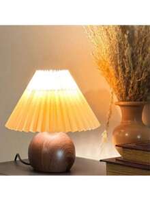 1pc Small Pleated Desk Lamp, Modern Bedside Table Lamp With Coffee-Colored Lampshade, Cute Lamp Suitable For Bedroom, Living Room, Home Office Decor - Various - View 12