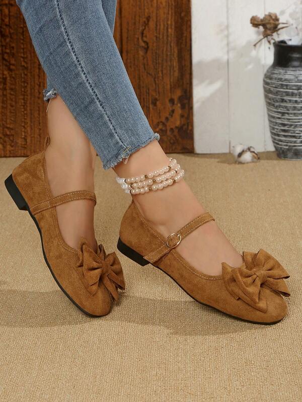 أحذية بالية مسطحة للنساء، لون أحادي مع إبزيم، قاع ناعم، أحذية لوفر كاجوال، أحذية بالية أنيقة