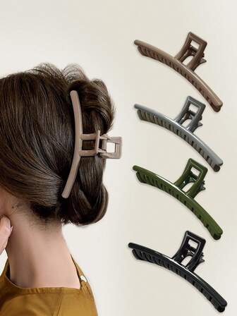 1Pc/4Pcs Lightweight Plastic Large Hair Clips,Hair Barrettes For Women,Hair Claw Clip,Hair Accessories For Hairstyles,Claw Clips For Women,3D Claw Hair Clips, Solid Color Retro Hair Clips, Shark Tooth Shaped Hair Clips,Hair Jaw Clip,Hair Clamps,Hair Clutch,Hair Claw Clip