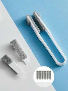 1 pieza Juego de regalo de cepillo de limpieza de ranuras de ventana multifuncional, incluye 6 cabezales de cepillo, limpiador de rejillas de aire acondicionado de automóvil, limpiador de persianas, plumero, cepillo de limpieza como regalo, herramienta de limpieza de pantallas y ventanas, utensilio de cocina reutilizable - Excelente para limpiar vidrio, pajitas de silicona y metal, cepillo largo y estrecho, herramienta de limpieza esencial para el hogar