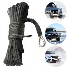 15M Synthetic Winch Line Cable Rope 7700 LBS Car ATV UTV Heavy Duty 5mm & Sheath - Black - View 3