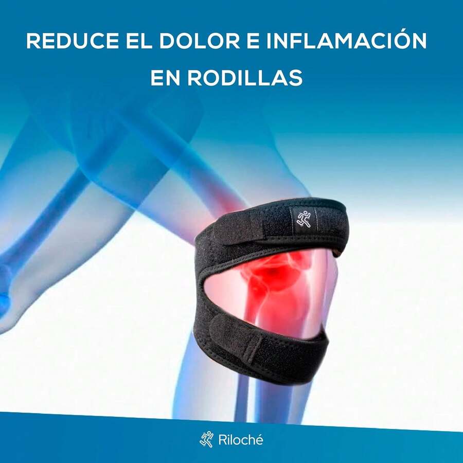 Riloché® Rodillera deportiva ajustable. Rodillero con soporte de rotula. Rodilleras voleibol, corredores, futbol, rodilleras. Rodillera elastica neopreno. Knee sleeves. Knee pads. Knee brace - 1 Pieza - Ver 1