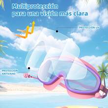 Gafas de Natación Juveniles, Antivaho 400, Lentes Grandes Ajustables para Niños y Adolescentes, Silicona Suave Impermeable, Para uso en interiores y exteriores - Rosa - Ver 8