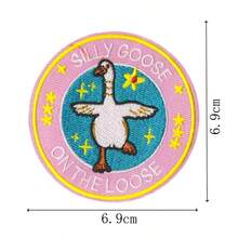 SILLY GOOSE ON THE LOOSE Punk Rock Cartoon Adventure Outdoor Cycling Patch Embroidered Badge DIY Clothing Accessory Sewing Applique Iron-On Patch Garment Decoration Embroidery Repair Sticker For Clothes, Shoes, Bags - Multicolor - View 3