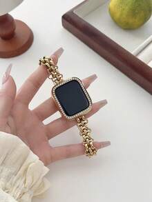 1pc New Arrival Simple Women's Girl's Metal Watch Bracelet Compatible With Apple Watch Band Series 11 10 9 8 7 6 5 4 3 2 1 38mm 40mm 41mm 42mm 44mm 45mm 46mm 49mm Ultra 1/2/3 SE Wristband Replacement For Watch Strap,Best Present To Girlfriend,Friend And Family For Valentine's Day,Birthday And Mother's Day(Only Watch Band) - Gold - View 7