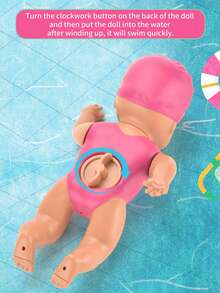 1 件 6 英寸迷你游泳娃娃儿童浴室洗澡玩具婴儿浴缸玩具带链自动游泳小娃娃 - 游泳娃娃 - 查看 6