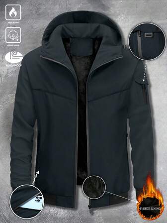 Chaqueta con capucha casual y de bolsillos para deportes al aire libre, abrigo grueso y térmico, adecuado para primavera, otoño e invierno, regalo para el Día del Padre