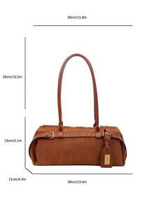 Fashionable New Women's Retro One Shoulder Baguette Bag, Elegant Metal Buckle Strap Decor, Mature High-End Quality, Suitable For Travel, Shopping, Dating, Versatile